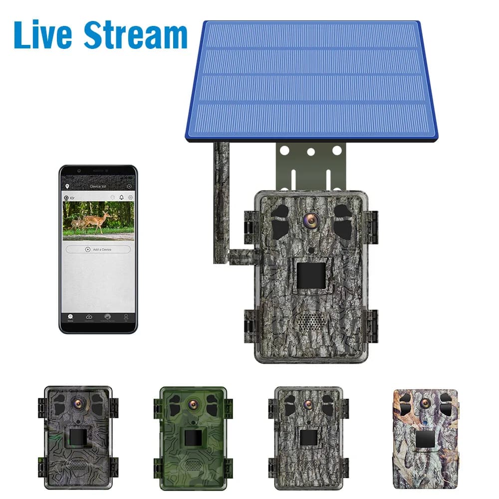 Caméra trail chasse 4G LTE solaire prise EU 14MP détection PIR 20M vision nocturne 30M wildlife