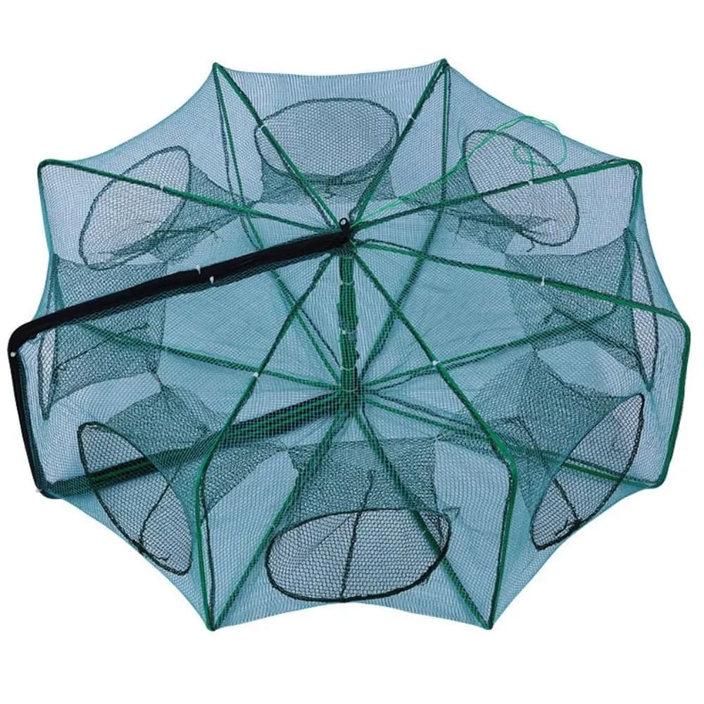 Filet de pêche pliable et durable 6 8 ou 10 trous vert pour écrevisses et crevettes