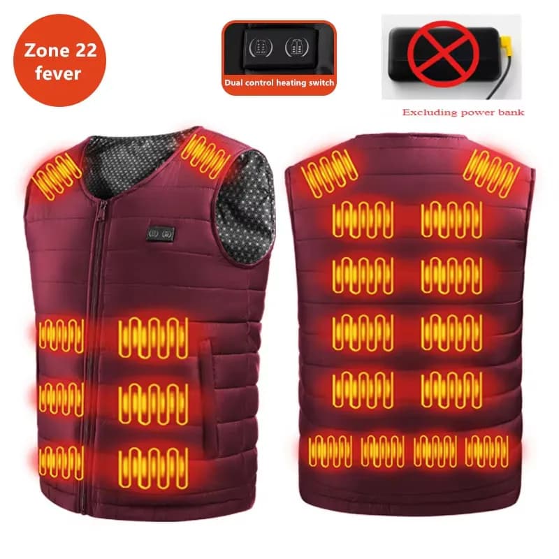 Gilet chauffant pêche hiver unisexe - 22 zones chauffantes résistantes pour pêcheurs seniors confort intérieur/extérieur