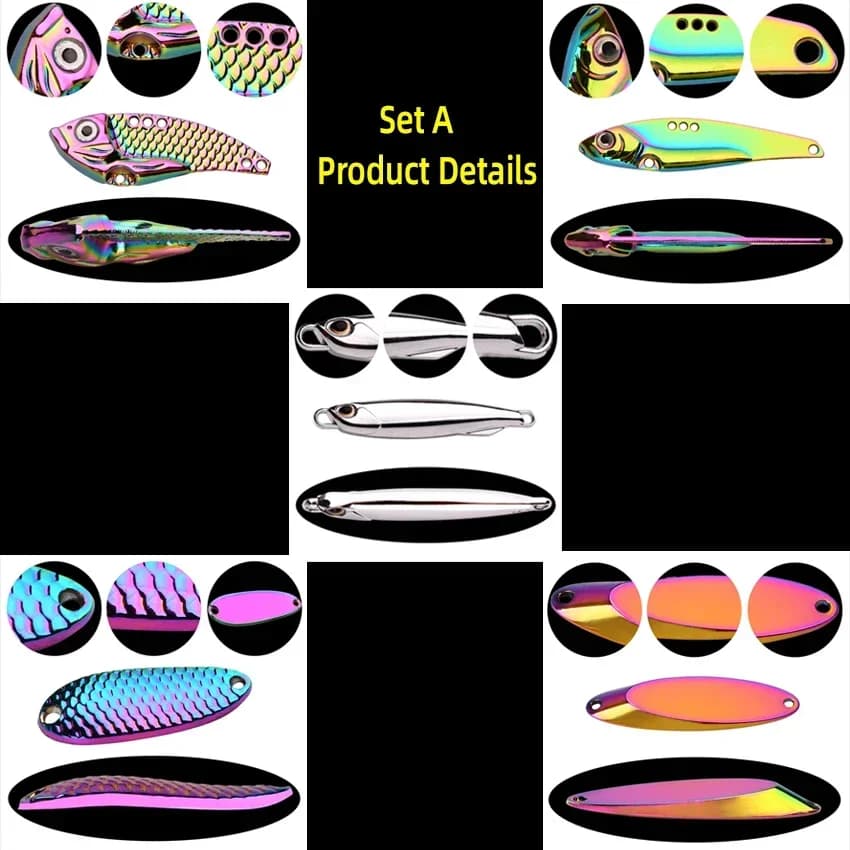 Lot de 5 leurres Wobbler métal 3g/10g/15g - Leurres durs VIB pour pêche en mer et eau salée