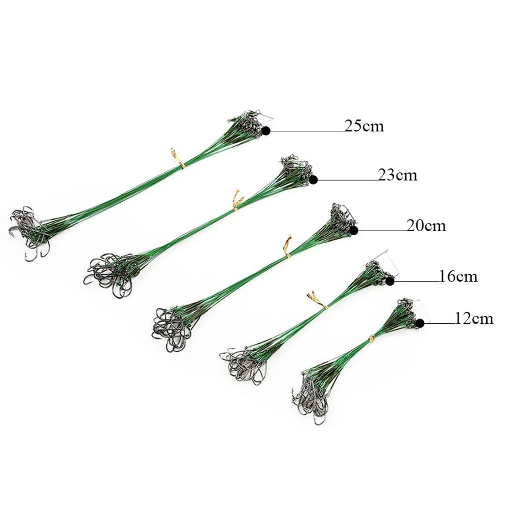 Leader acier anti-morsure FLYSAND 50LB avec hameçon n°1 et émerillon - Lot de 20 pour pêche carnassiers