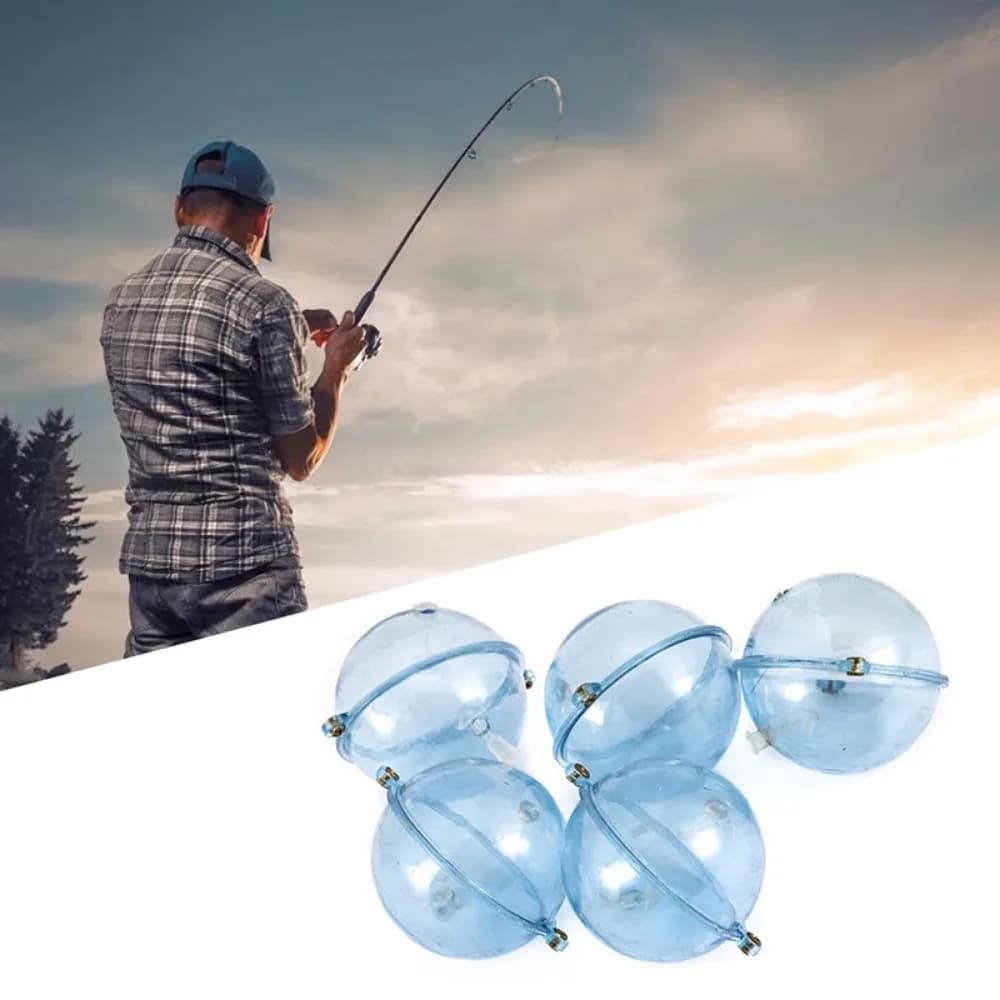 Lot de 5 flotteurs de pêche creux transparents ABS pour bulles de surface et lancers