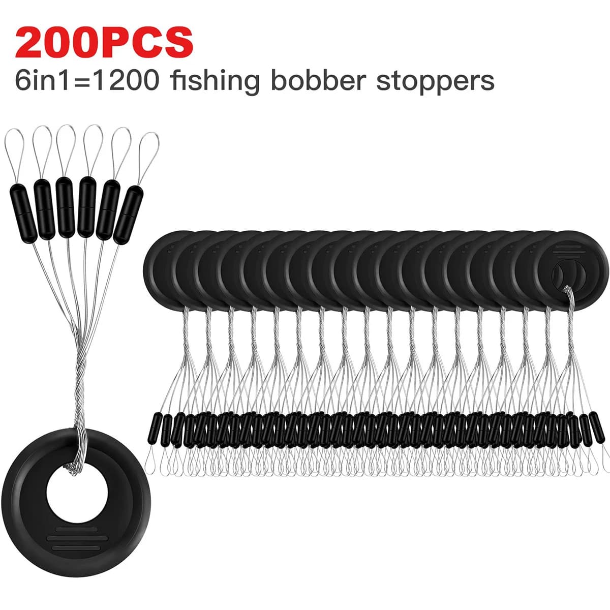 Stoppeur flotteur caoutchouc 6 en 1 plomb ovale cylindre noir tailles L M S pêche
