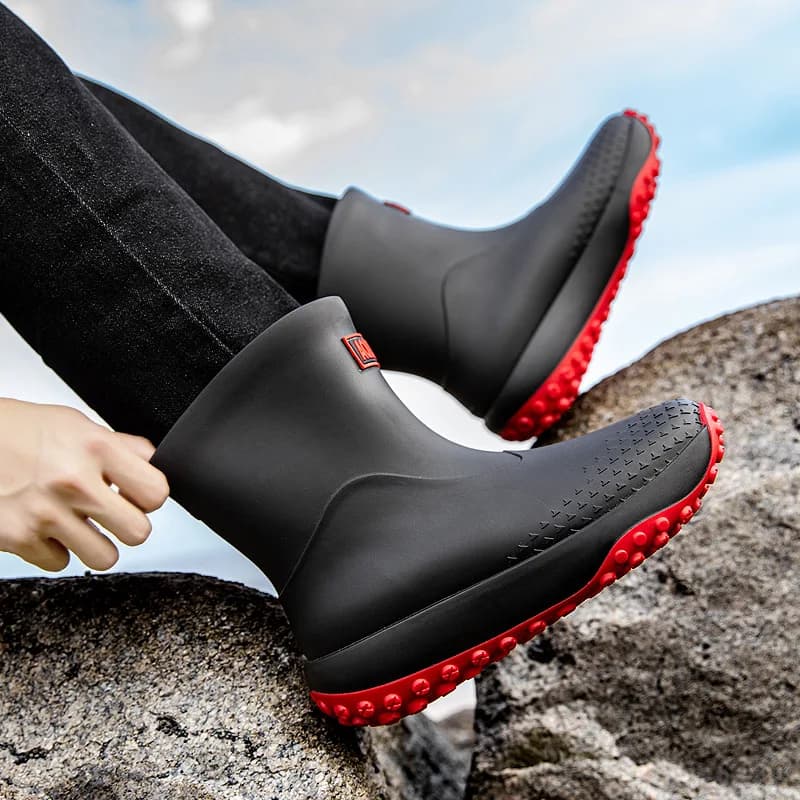 Bottes pluie courtes homme anti-dérapantes légères pour pêche et travail aquatique durable