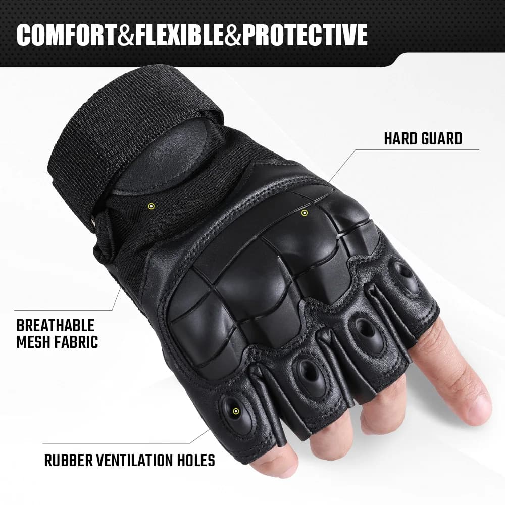 Gants mi-doigts avec protection rigide pour pêche sportive et outdoor - Hommes actifs