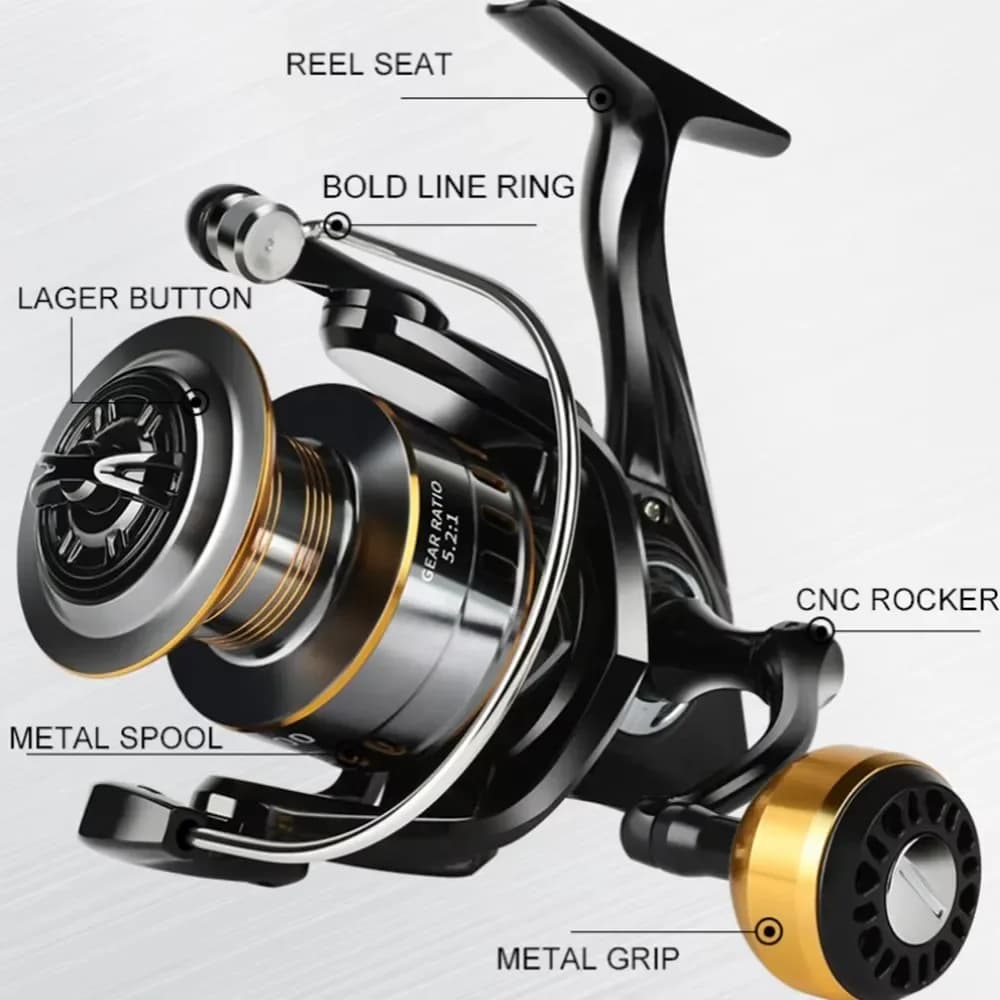Moulinet de pêche spinning professionnel GLS ultra-léger ratio 5.2:1 26LB drag pour eau douce et mer