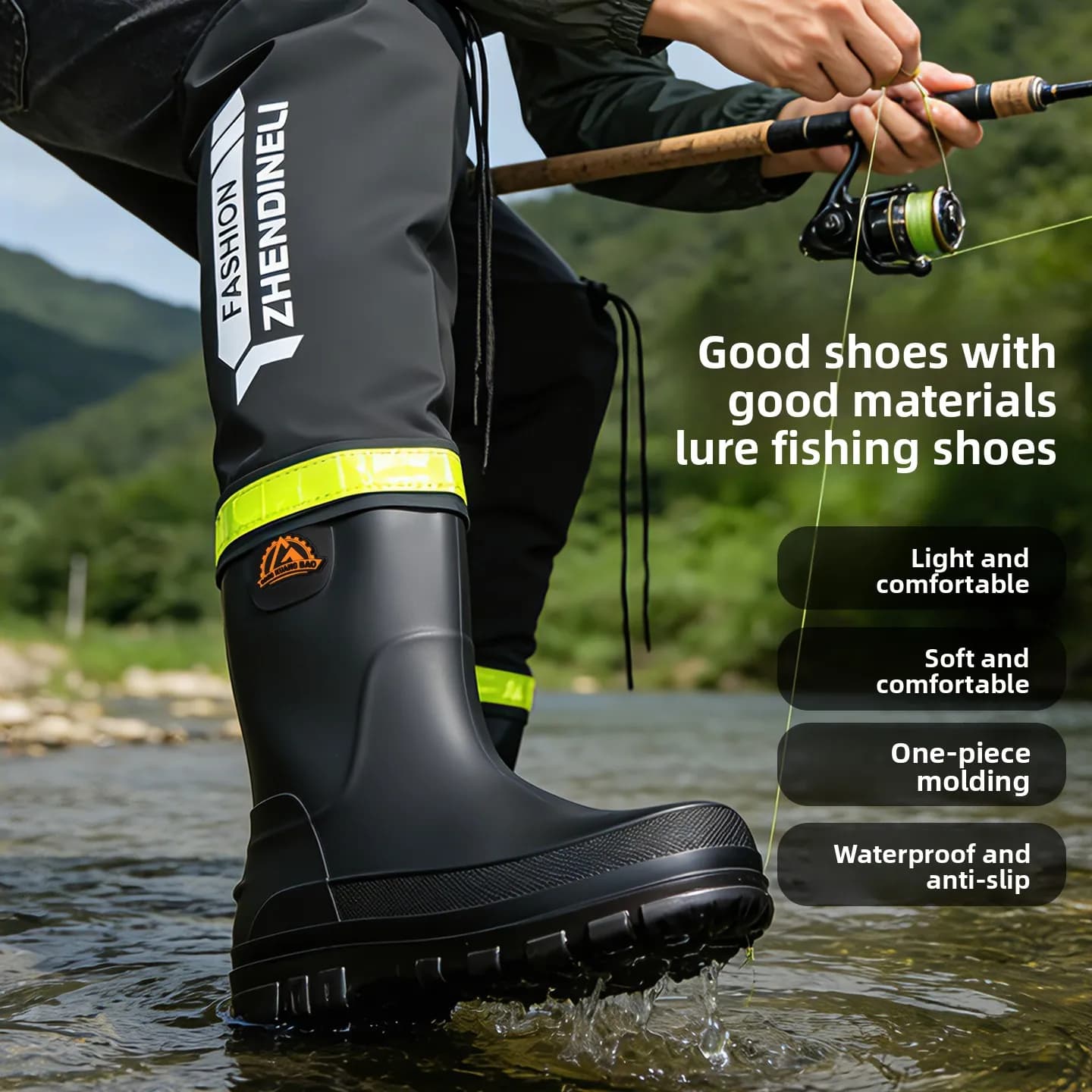 Bottes de pêche pliables hautes leurres imperméables anti-dérapantes pour vadrouille et rizières
