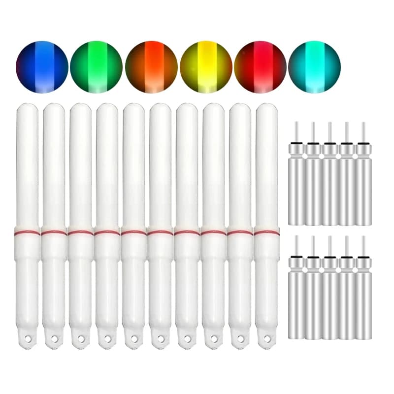 10 bâtons lumineux de pêche nocturne avec piles cr425 et flotteurs lumineux pour attirer les poissons
