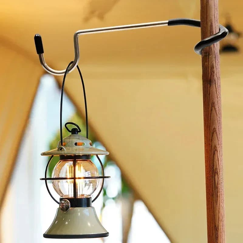 Porte-lampe crochet inox portable pour tente pêche camping chasse éclairage extérieur pratique accrochage
