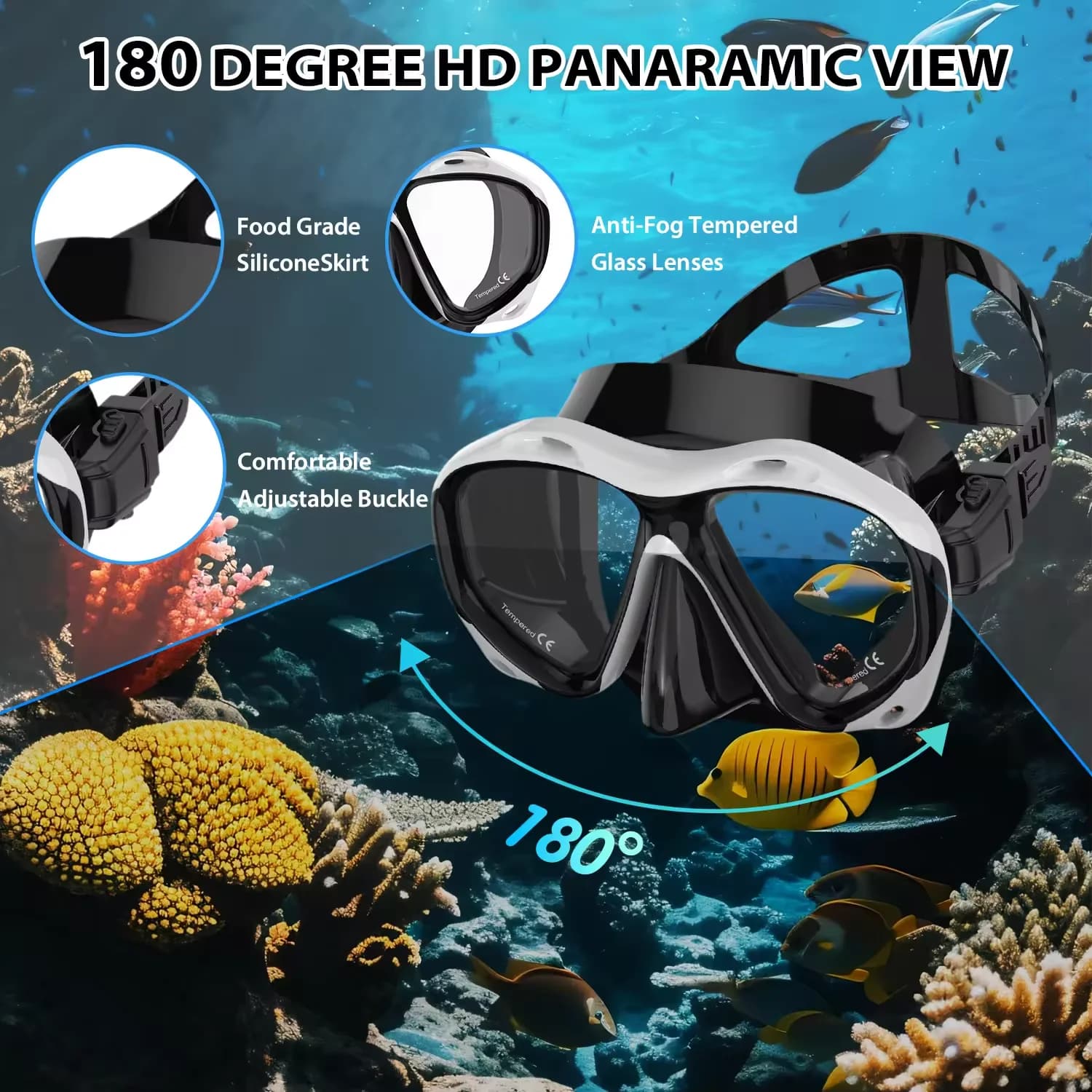 Lunettes de natation grand cadre adultes qualité supérieure panoramique anti-buée étanches HD équipement