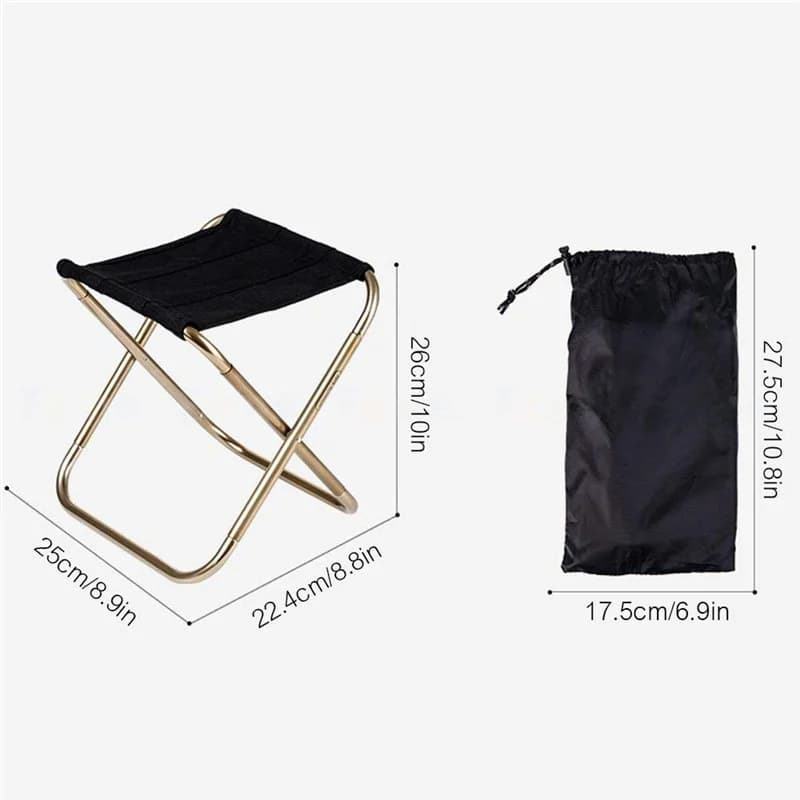 Tabouret pliant aluminium ultra-léger portable pour pêche camping pique-nique rangement compact