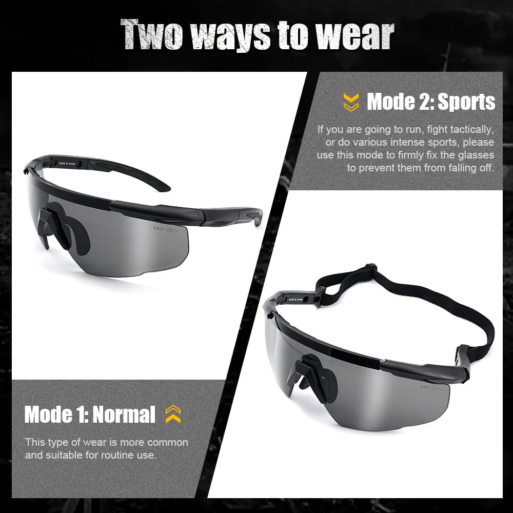 Kit 3 verres lunettes de pêche tactiques anti-vent et anti-poussière pour pêche tous terrains
