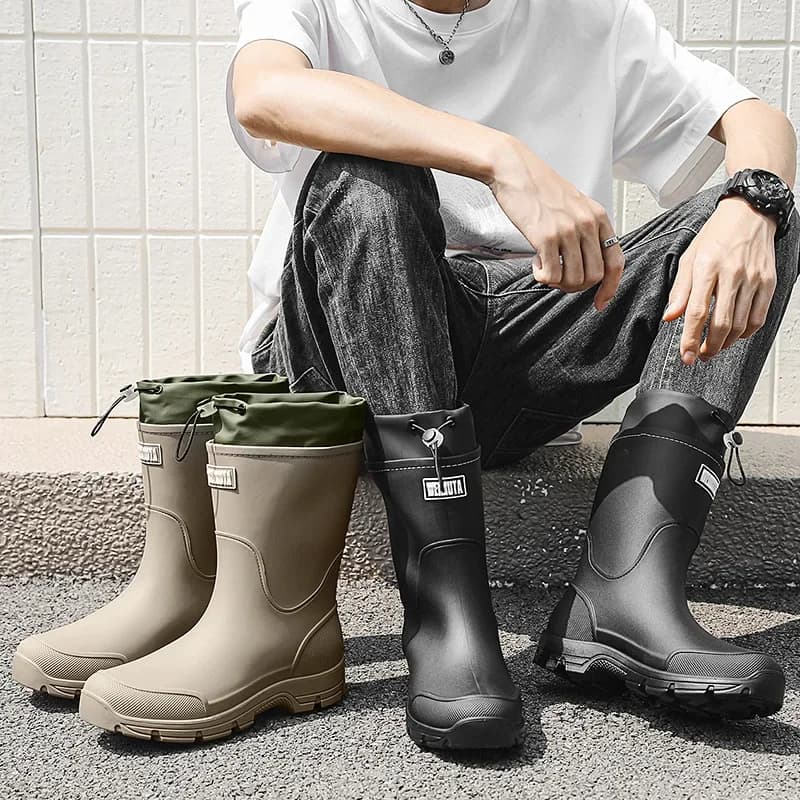 Bottes de pêche imperméables anti-dérapantes mi-mollet pour homme et femme - Haute qualité