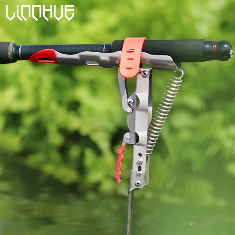 Porte-canne automatique à ressort en acier inoxydable réglable et pliable pour pêche