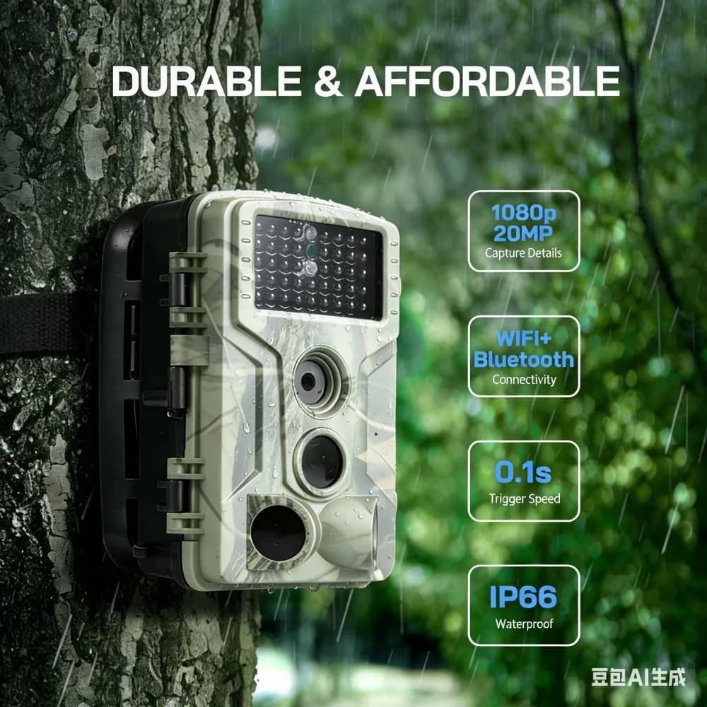 Caméra extérieure 24MP HD 1080P vision IR nocturne étanche IP65 pour observation nature chasse et sécurité maison