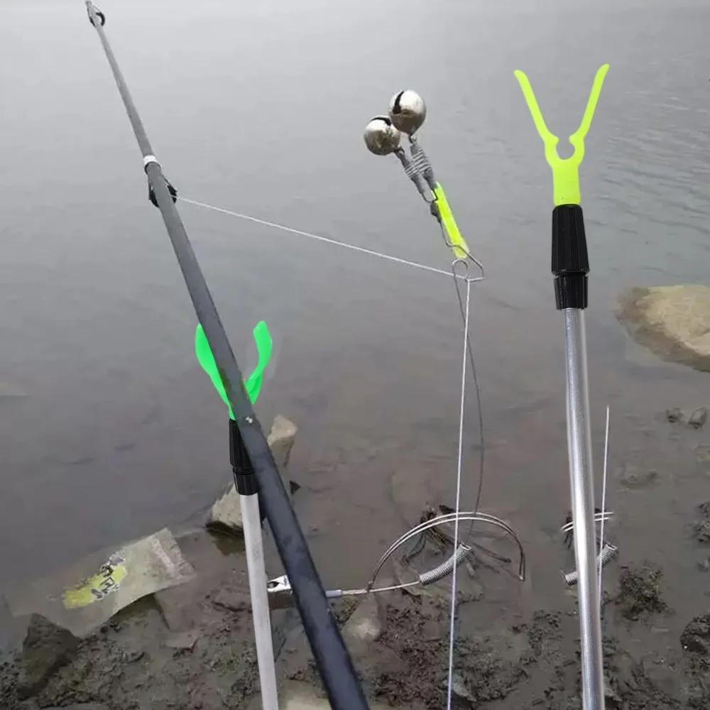 Support de canne à pêche métallique réglable type Y portable ultra-court fixation sol