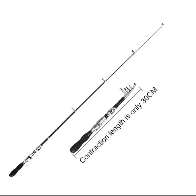 Canne télescopique pêche voyage 1.2m à 2.1m carbone léger avec moulinet mini pour carpe et truite