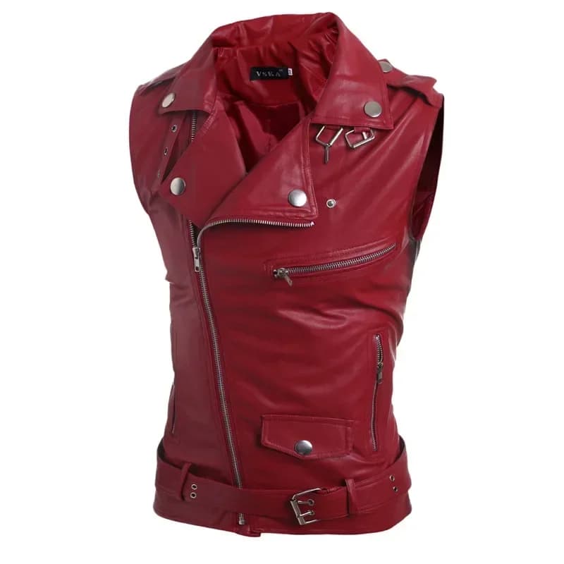 Veste en cuir homme slim fit zippée - Style coréen élégant pour pêche urbaine et sorties