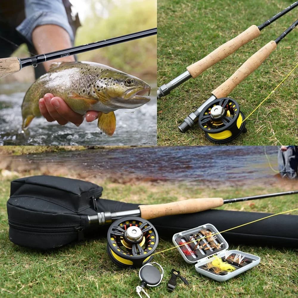 Canne à pêche mouche combo Goture 2.7m 9FT carbone 30+36T léger voyage truite saumon perche brochet