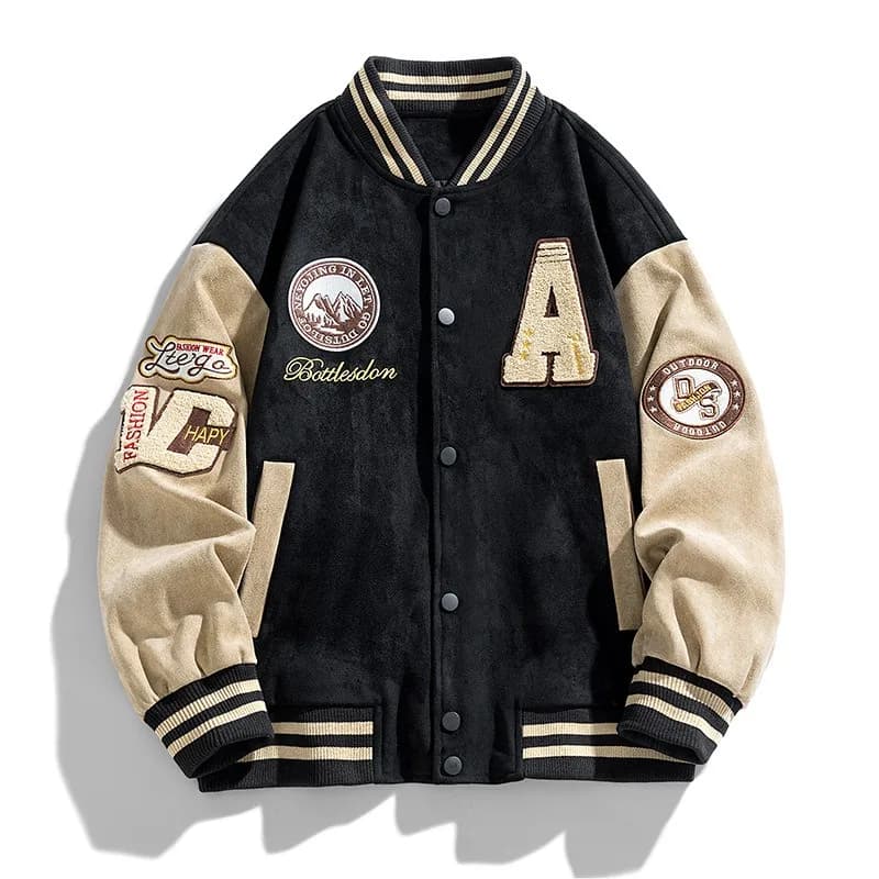 Veste baseball brodée pour pêche - Style hip-hop - Veste légère printemps automne - Homme