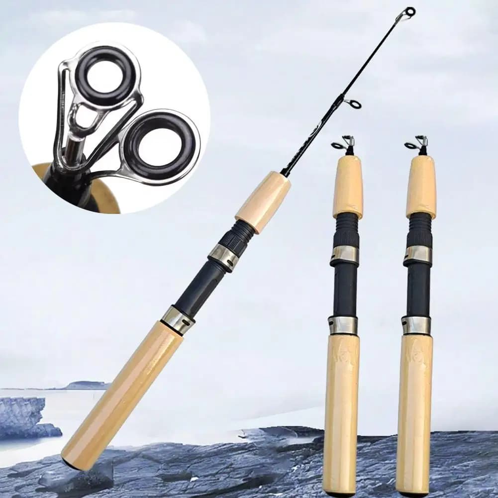 Canne pêche glace télescopique 55-75cm carbone - Portable 2 pièces solide pour pêche hiver mini