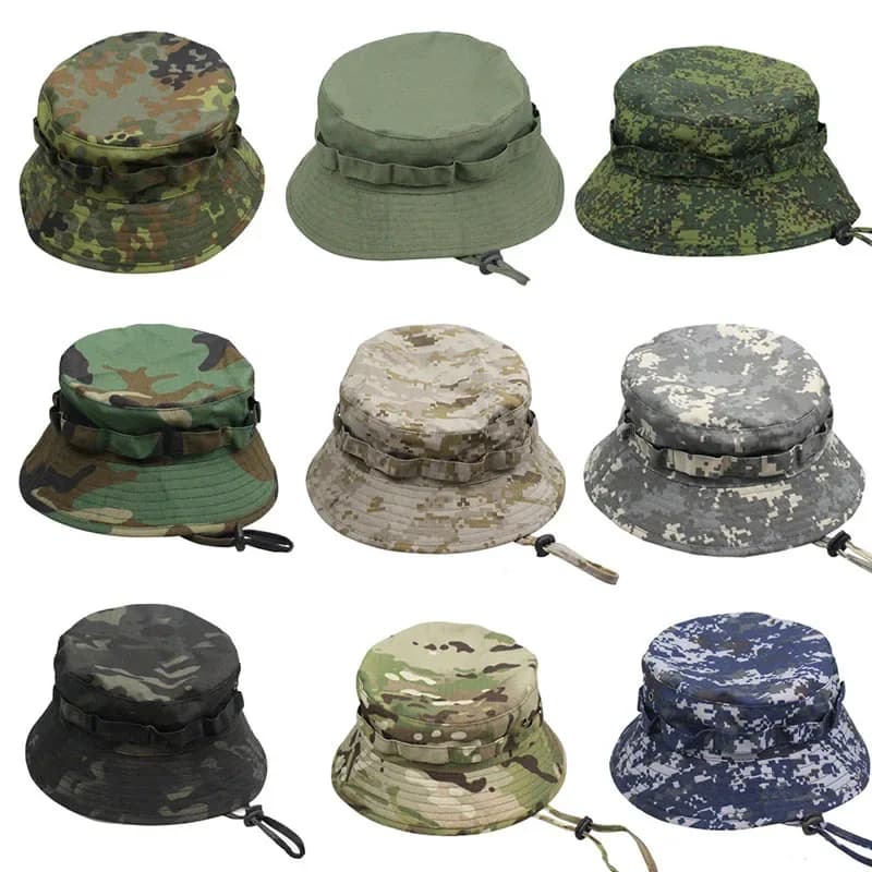 Chapeau boonie camouflage Multicam été - Casquette pêche randonnée résistante au vent soleil