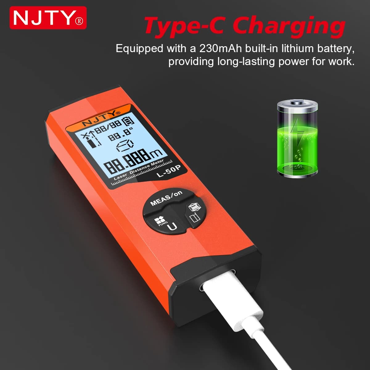 Télémètre laser NJTY 50m professionnel - Instrument de mesure distance pour pêche précise