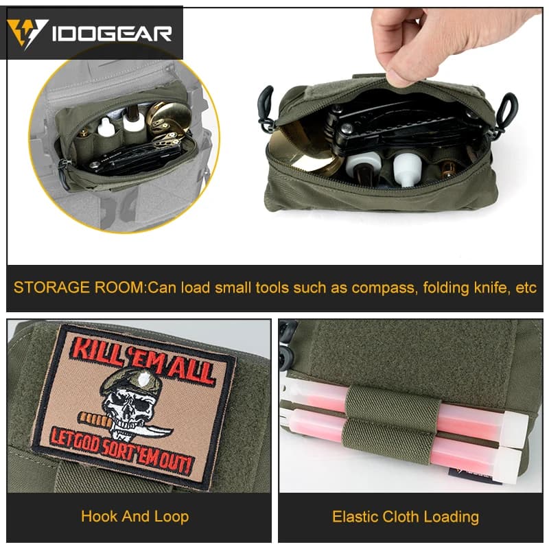 Poche rangement admin tactique IDOGEAR MOLLE sac pêche ceinture multi-usage zippé