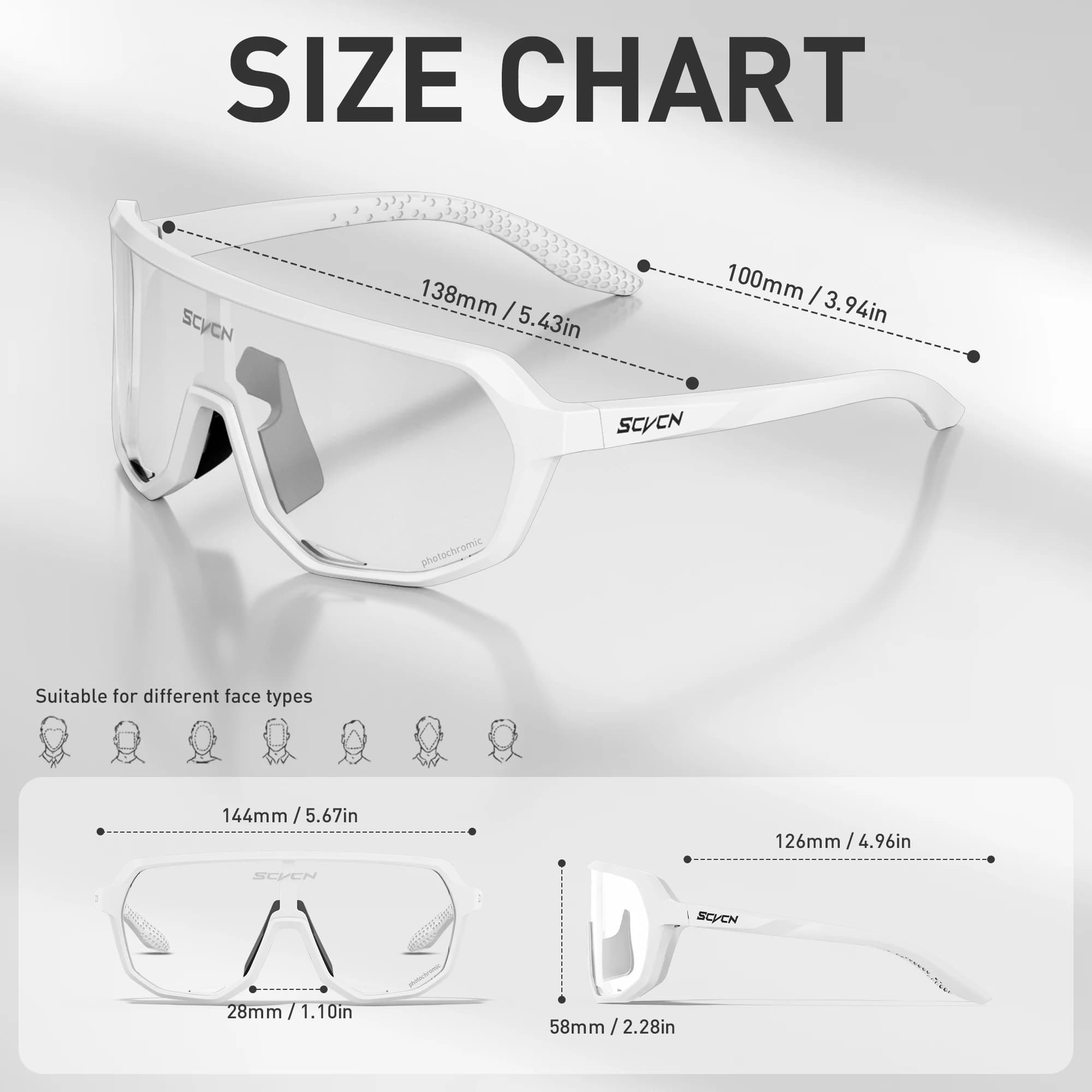 Lunettes de sport SCVCN multi-activités - Pêche, randonnée, VTT UV400 pour hommes