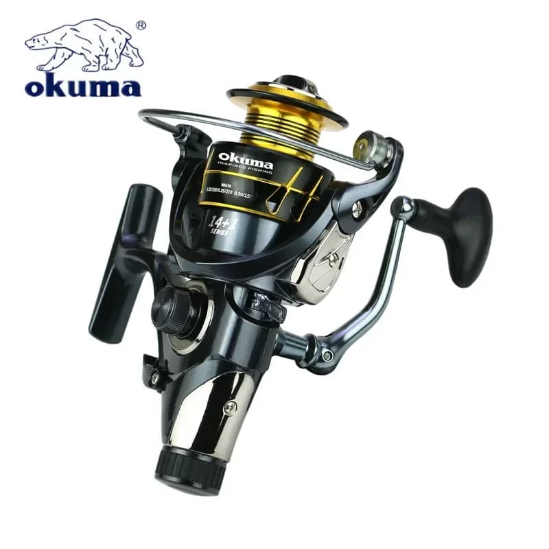 Moulinet spinning Okuma Dual Brake fil métal 18kg frein max - Roue G3000 à G6000 pour pêche sportive