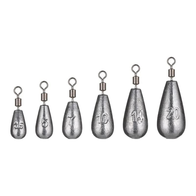 Lot de 5 plombs goutte d'eau de 3.5g à 20g pour pêche carpe - Poids plombés pour appâts et montages