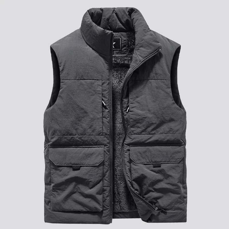 Veste sans manches homme polaire chaude hiver grande taille 6XL avec multiples poches