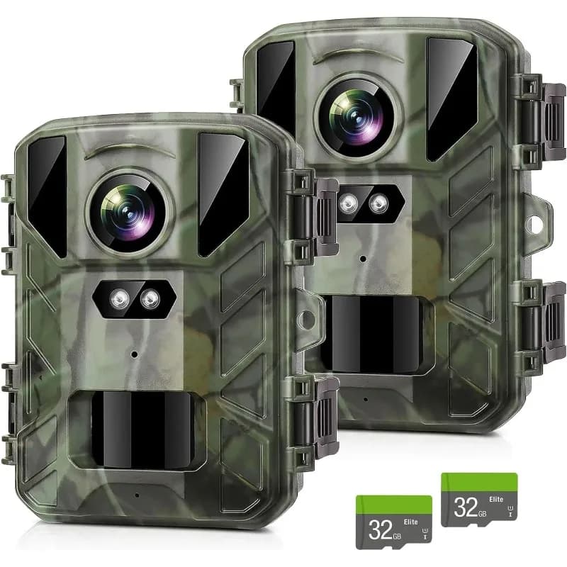 Pack 2 mini caméras faune 24MP 1080P étanches - Observation oiseaux et surveillance jardin compacte