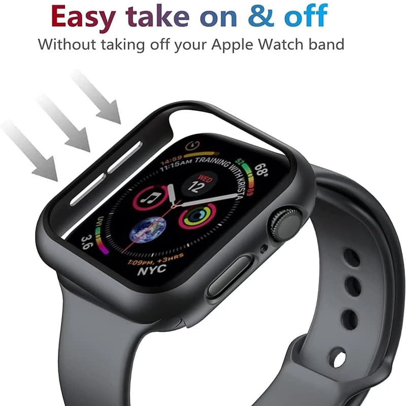 Protection verre trempé + coque pour Apple Watch série 9 8 7 6 SE 5 - Accessoire étanche et résistant