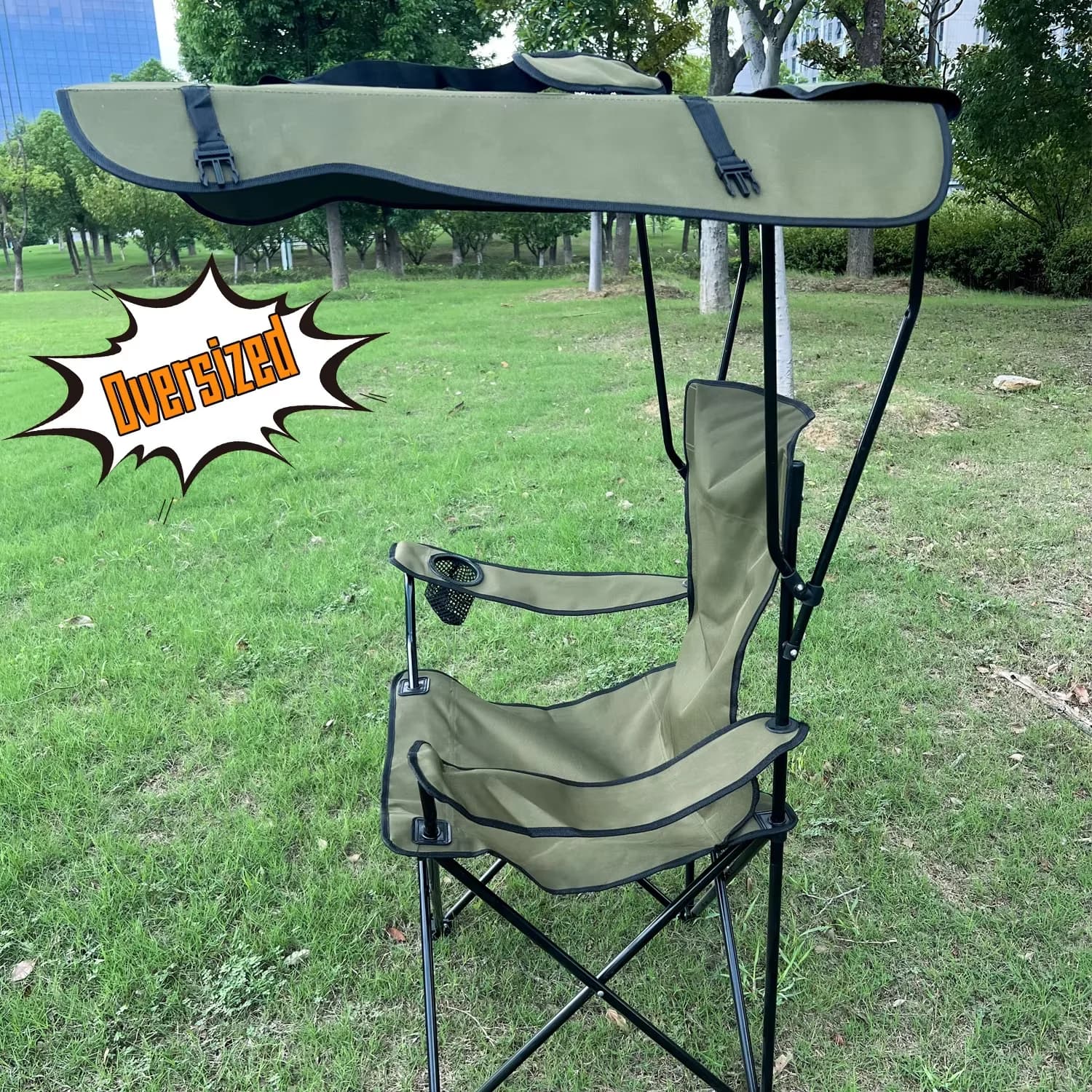 Chaise pliante avec auvent intégré pour pêche plage activités outdoor et pique-nique ombragé