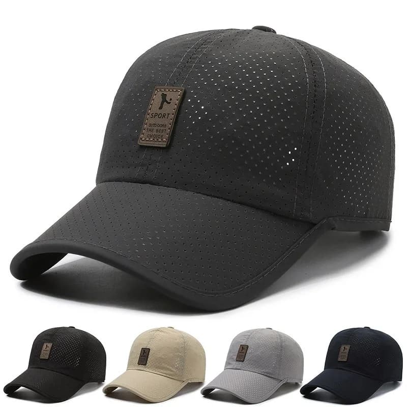 Casquette mesh homme séchage rapide pêche printemps été noir sport snapback respirante