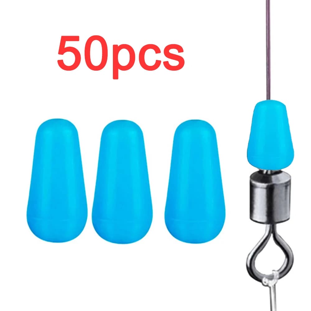 50 pièces stoppers ovales bleus pêche mer - Accessoire anti-enroulement qualité mer pour pêche à la mouche