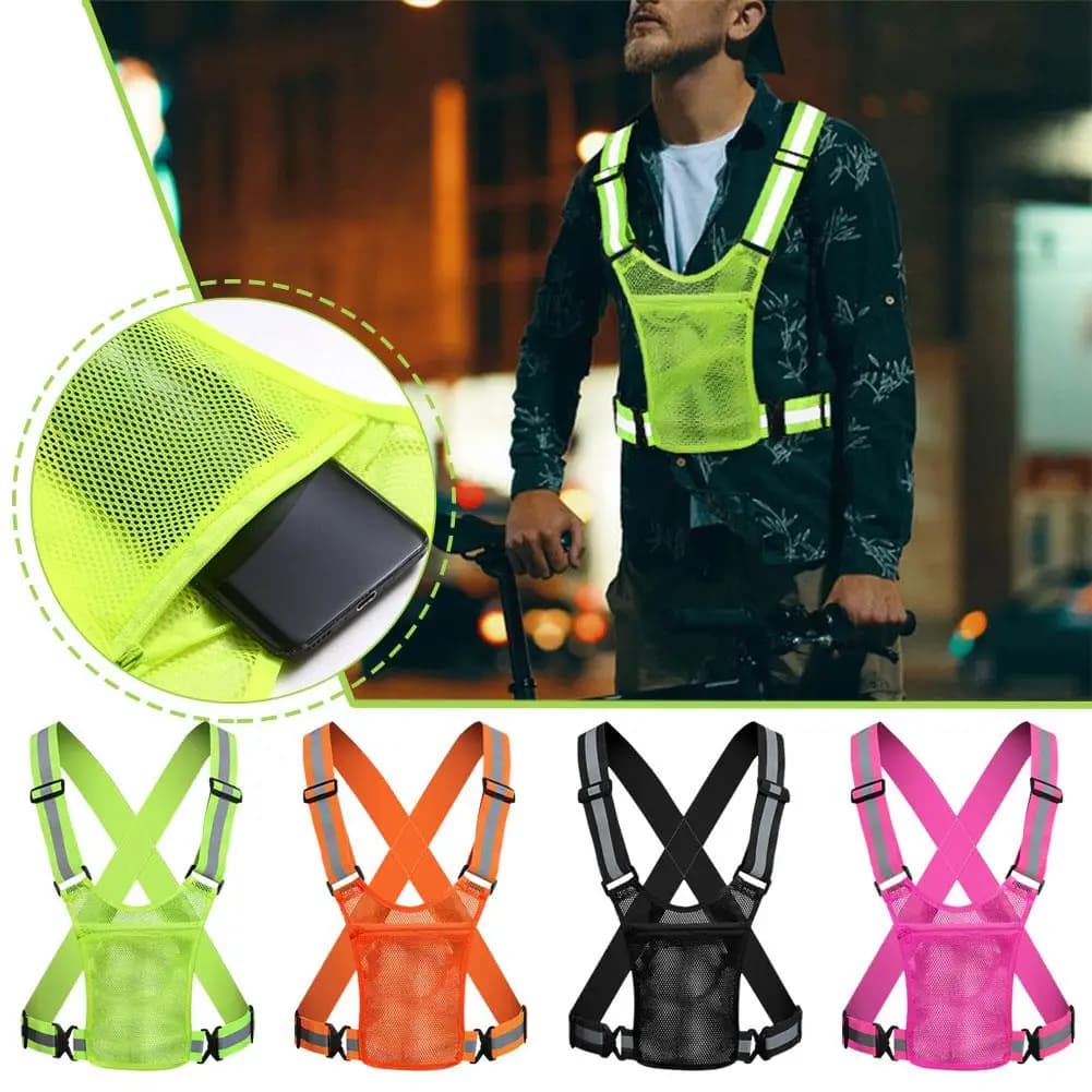 Gilet de sécurité réfléchissant avec rangement - Veste ajustable légère pour pêche, cyclisme et sports outdoor