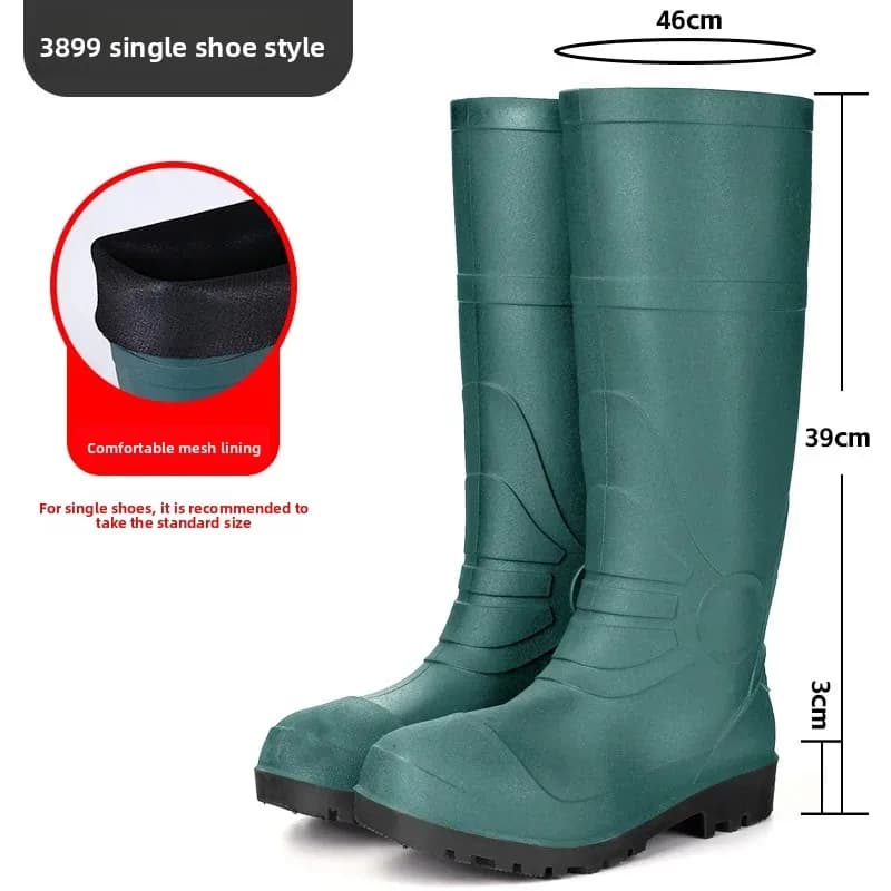 Bottes pêche hautes imperméables jaunes minimalistes - Chaussures caoutchouc résistantes pour rivière