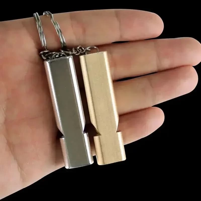 Sifflet survie double fréquence alliage aluminium - Outil EDC plat pour pêcheurs