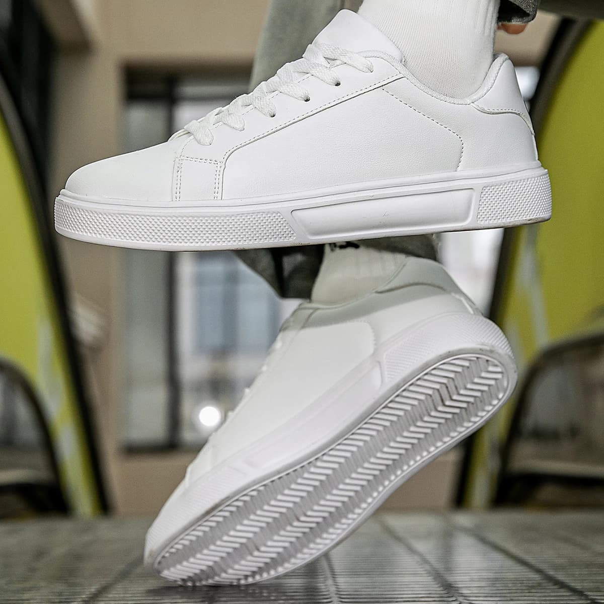 Sneakers homme en cuir PU tendance - Chaussures casual vulcanisées pour couple et loisirs