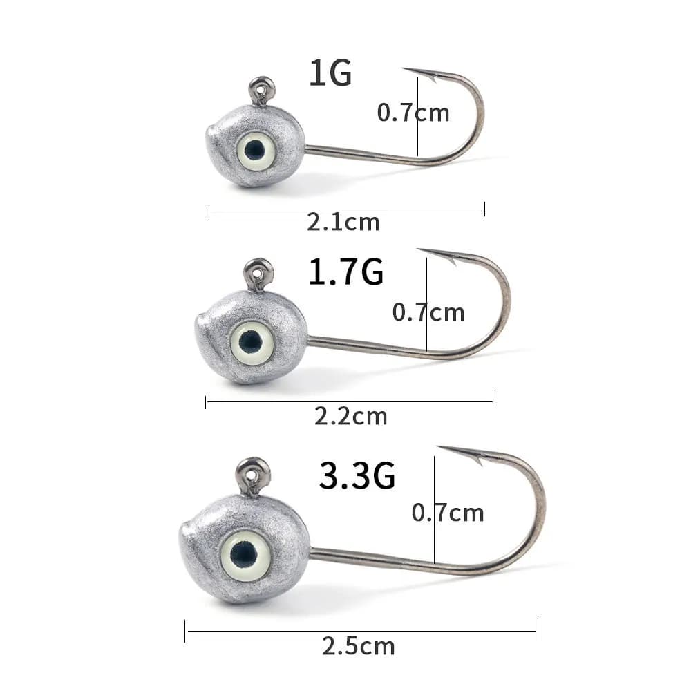 Tête plombée Grouper Crank pour leurre souple, jig de pêche au rockfish et leurre fly (0.5g à 5g)