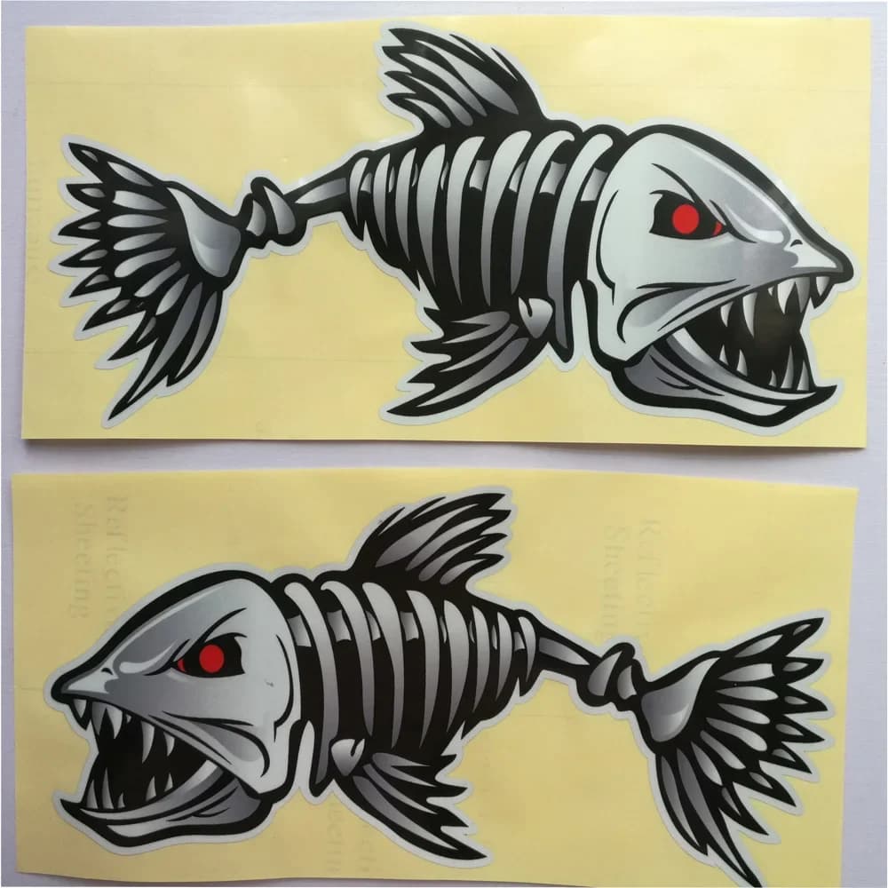 Autocollants squelette de poisson pour kayak - Décalques marins waterproof pour embarcation de pêche stylée