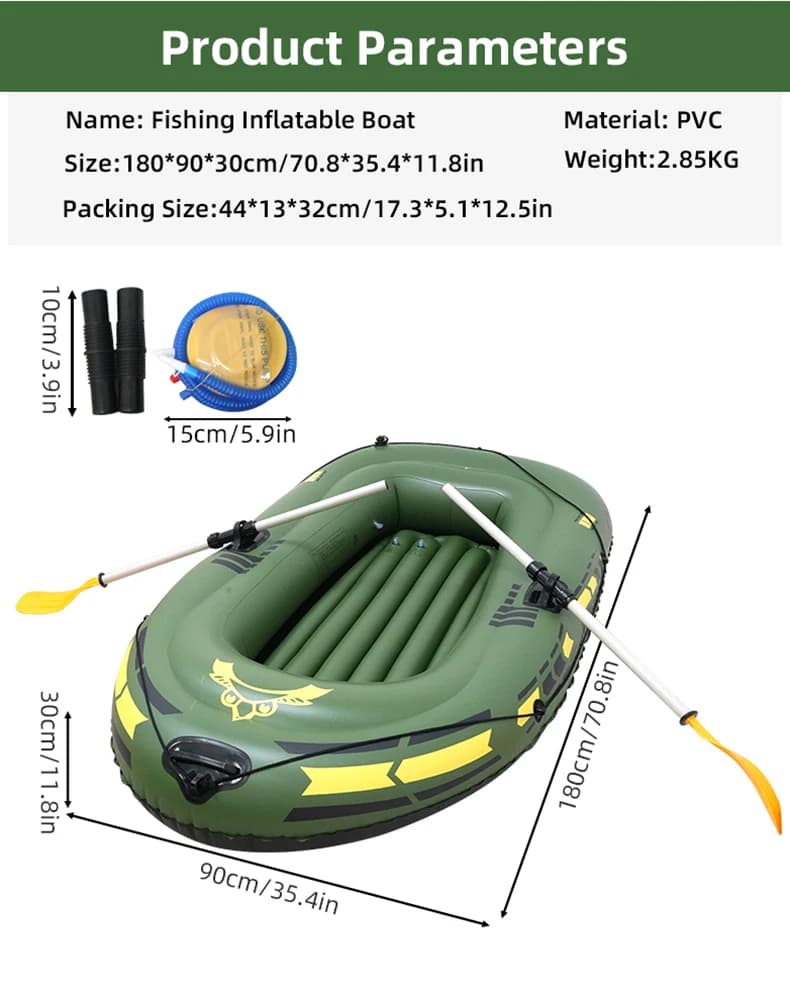 Canoë gonflable 2 personnes pliable pêche - Bateau PVC résistant dérive avec accessoires