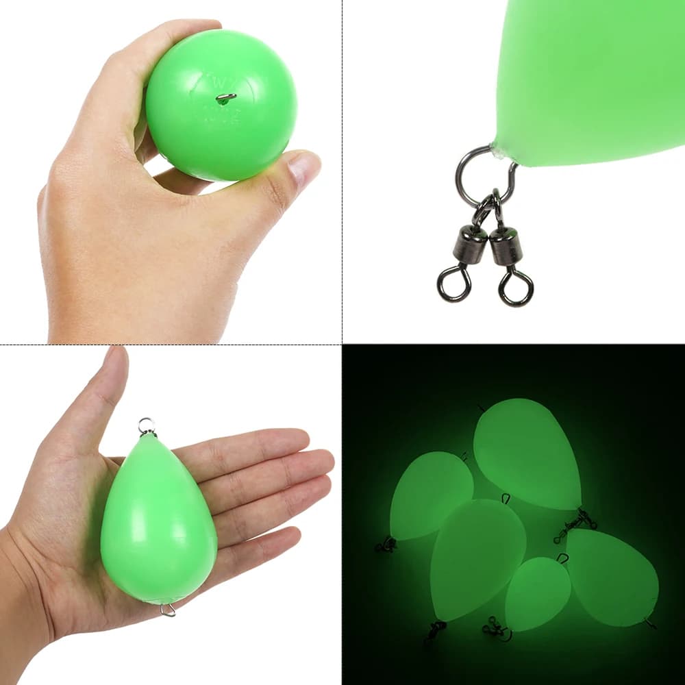 Bobber lumineux œuf vert 20g à 100g pour pêche de nuit et grande distance en mer