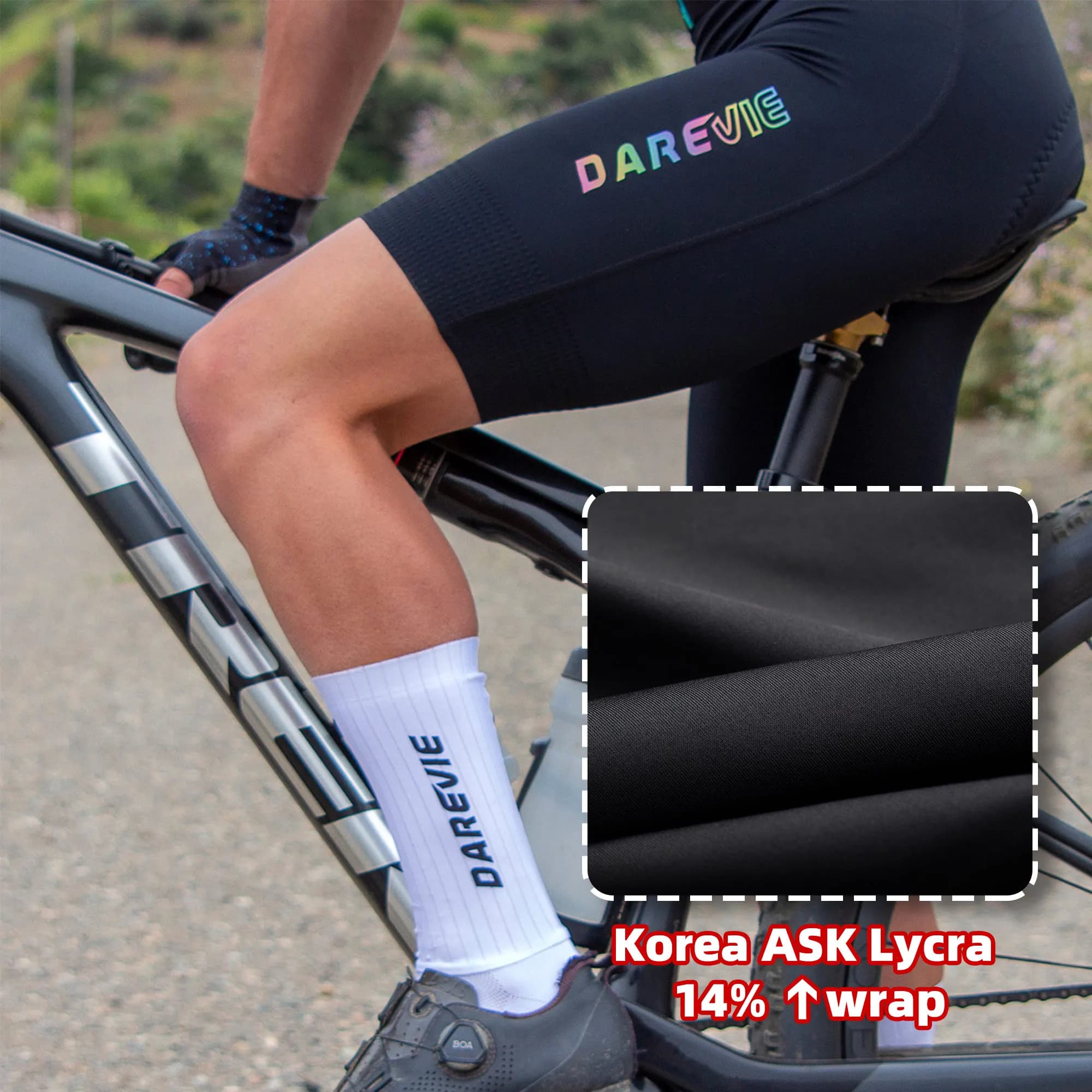Cuissard cycliste DAREVIE Seamless 4.0 avec pad ELASTIC-INTERFACE - Shorts de vélo homme à grip diamant pour performance
