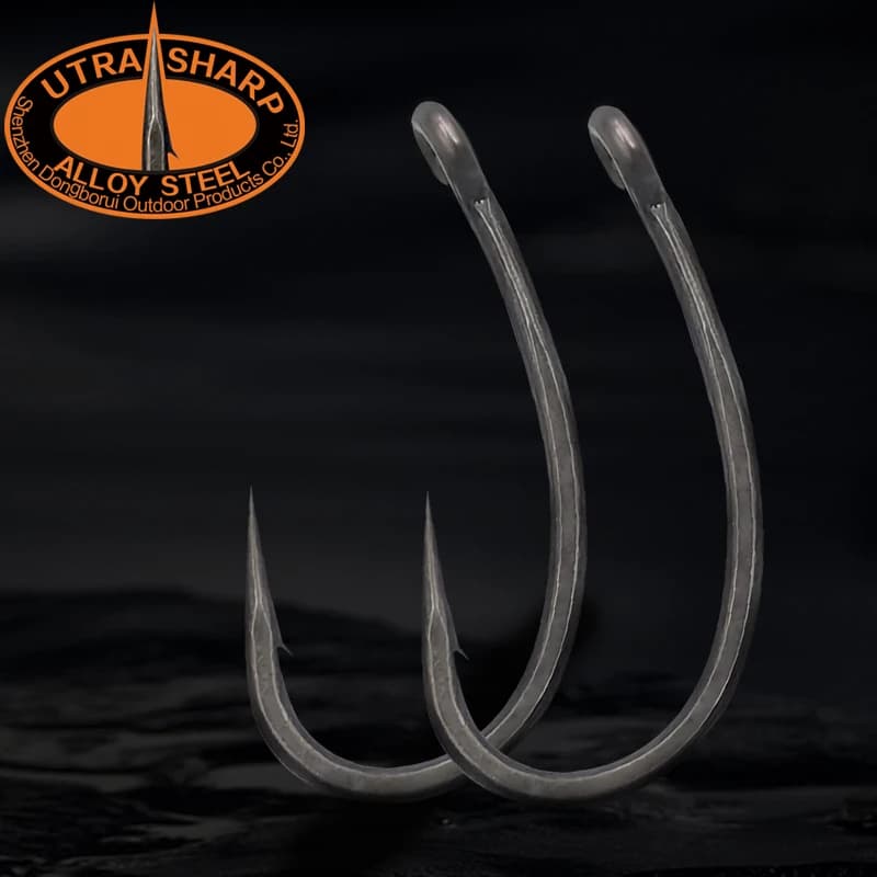 Hameçons carpe 10 pièces courbés PTFE acier allié super dur et tranchant qualité premium pêche