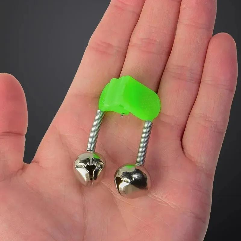 Alarmes de touche vertes ABS - 6/10 cloches sensibles pour canne à pêche avec son clair