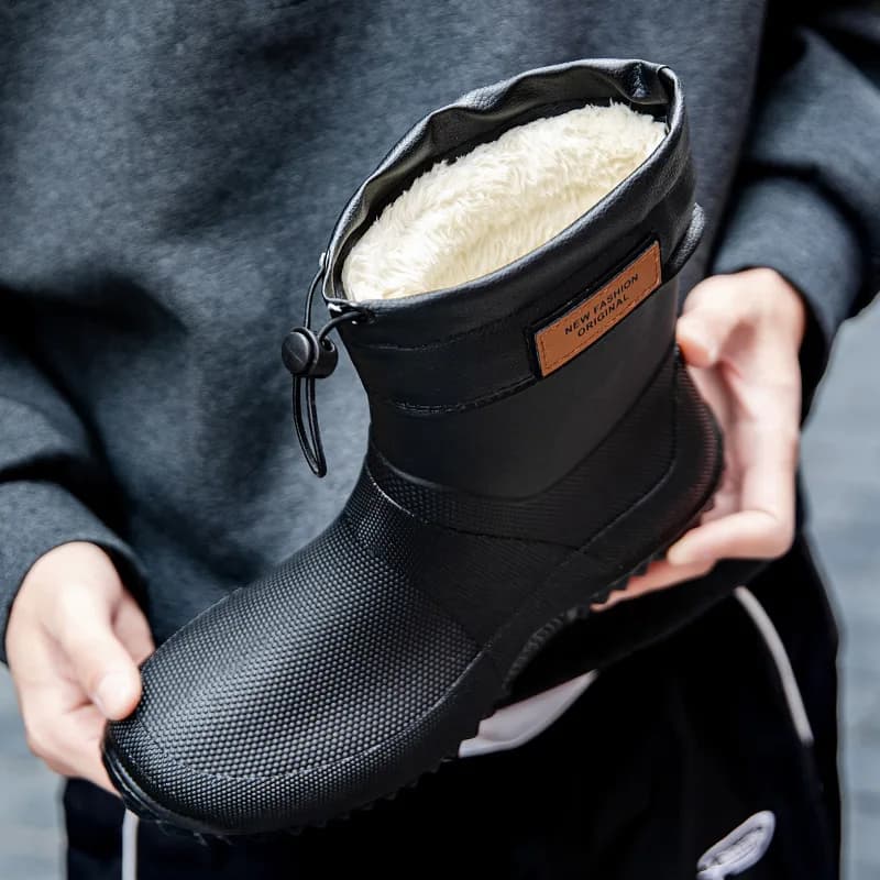 Bottes de pêche unisexe imperméables antidérapantes doublées polaire PVC pour randonnée montagne et activités nautiques