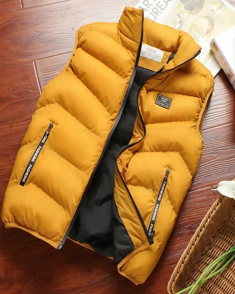 Veste sans manches matelassée homme 2025 - Doudoune légère chaude pour l'hiver - Blouson coupe-vent